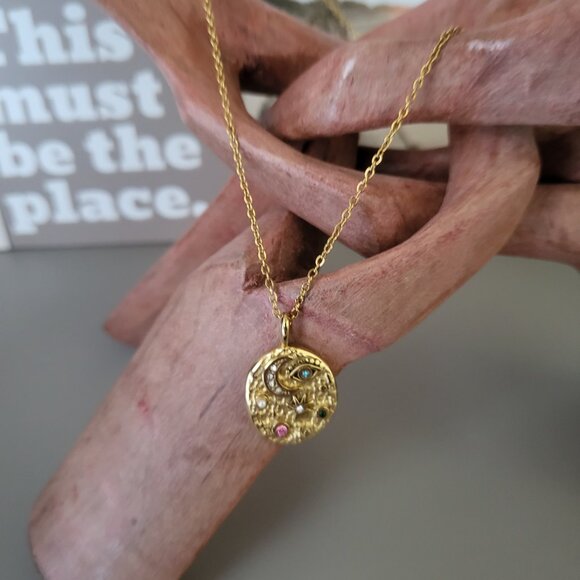 Evil Eye Celestial Skies Stainless Steel Necklace - Gold - Picture 7 of 8